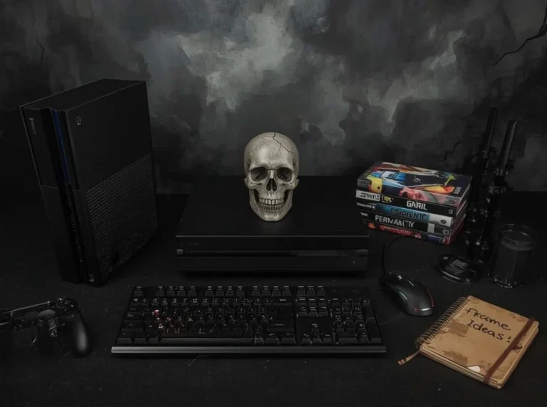 Dark gamer name concept with a black console