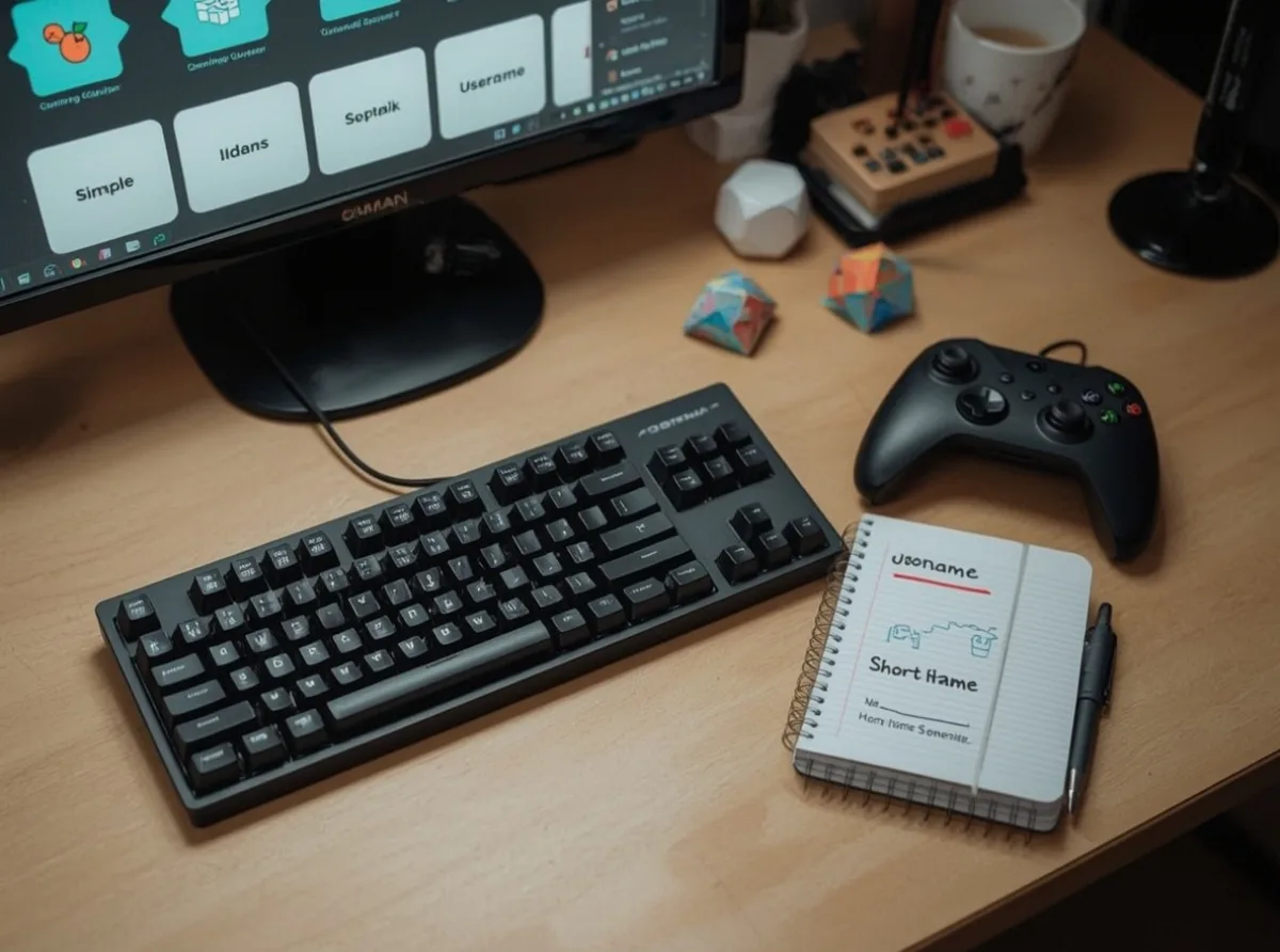 Minimalist gaming tag concepts on a clean display