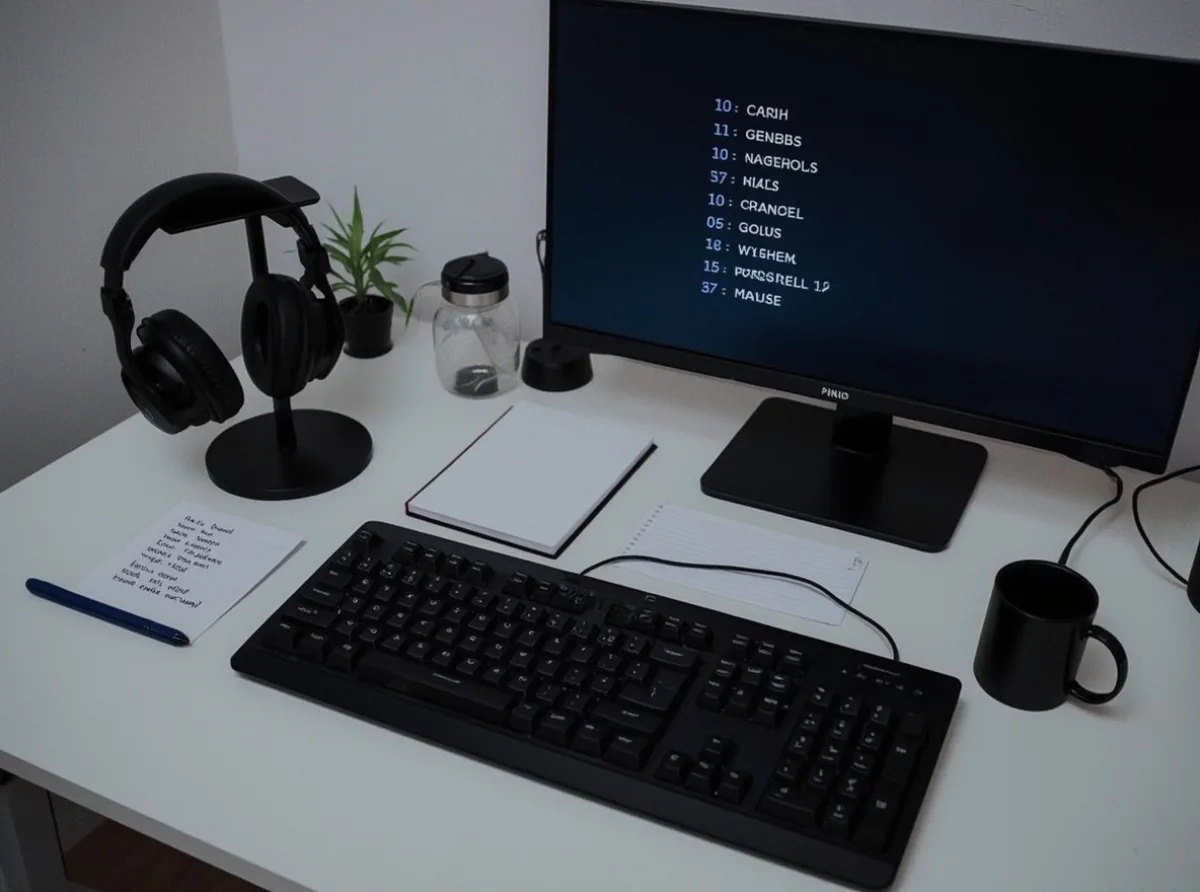 Minimal gaming desk with tactical name concepts