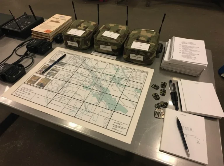 Military squad name board and tactical map