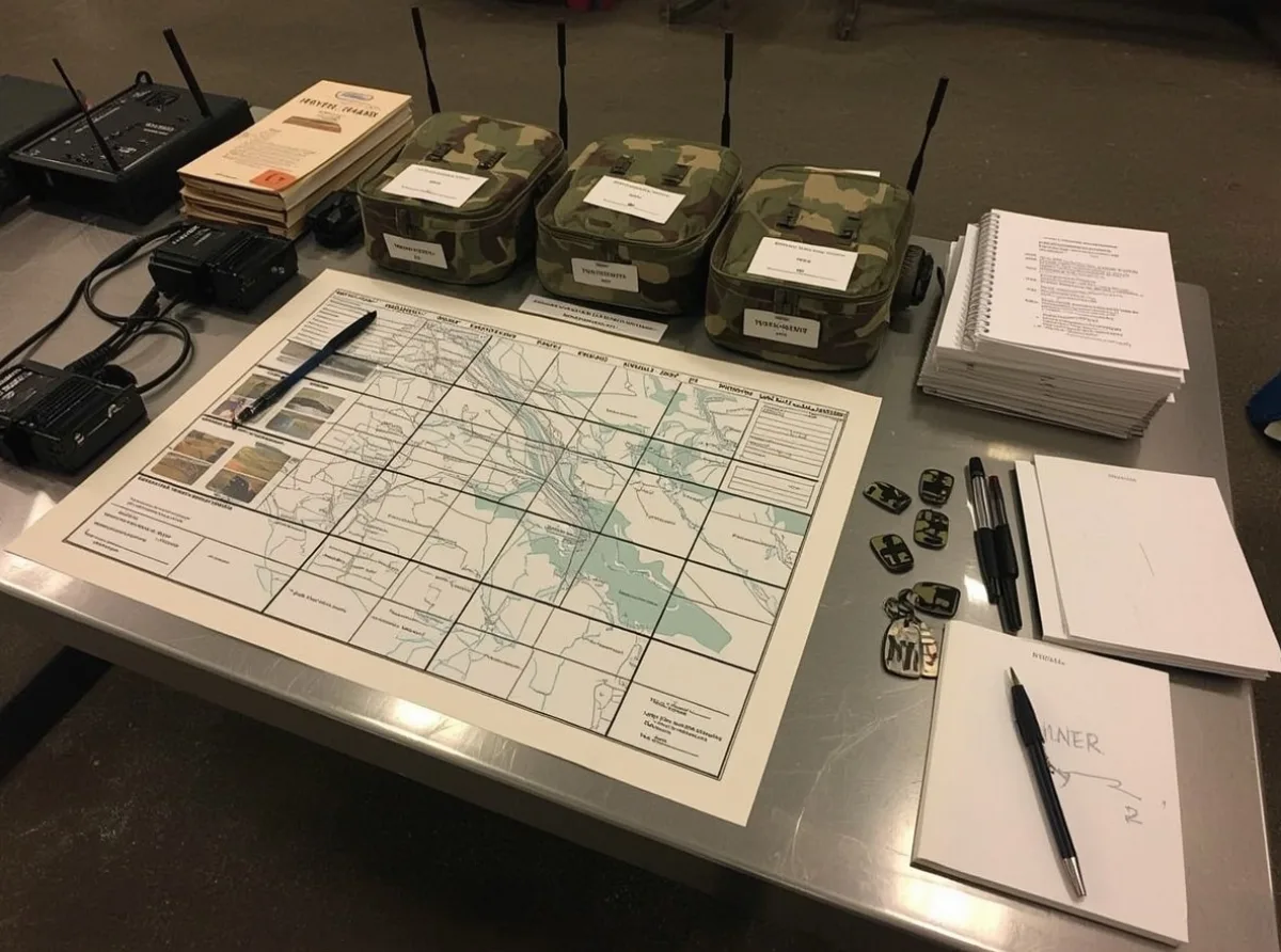 Military squad name board and tactical map